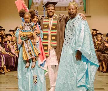 At my graduation from the University of Washington, my parents, niece and I wore traditional attire from Gambia, where my parents grew up.