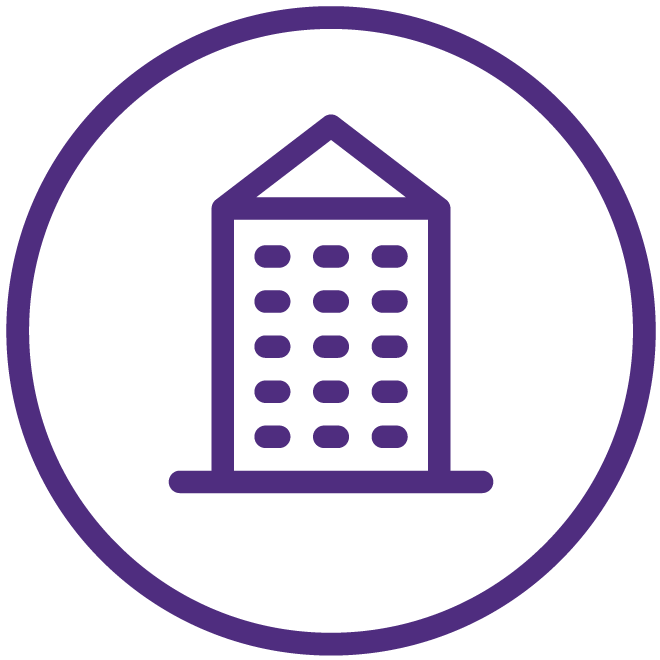 Building apartment purple icon