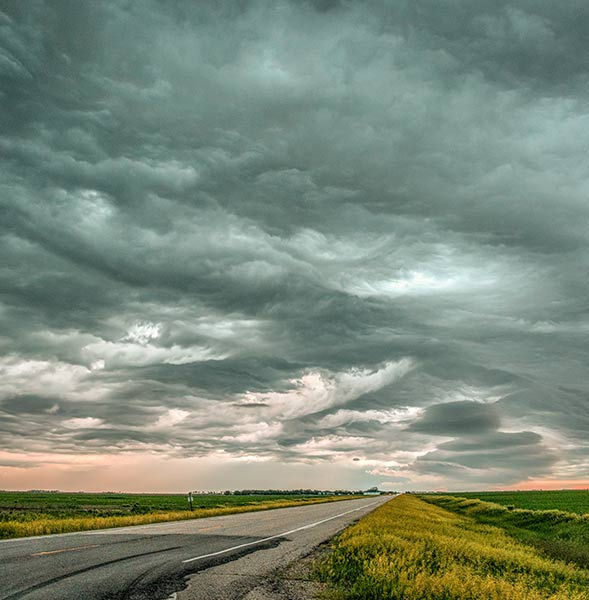 The road leading into the storm
