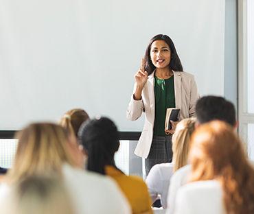 Businesswoman holding a speech